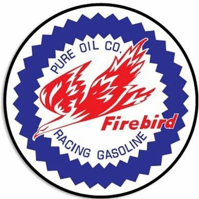 USA XXL US Schild: Pure Oil Firebird Racing Gasoline - Durchmesser ca. 60 cm