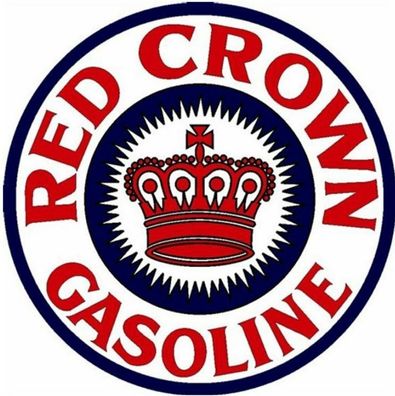 USA XXL US Schild: Red Crown Gasoline - Durchmesser ca. 60 cm