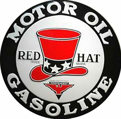 USA XXL US Schild: Red Hat Motor Oil - Durchmesser ca. 60 cm (Gr. 60 cm Durchmesser)