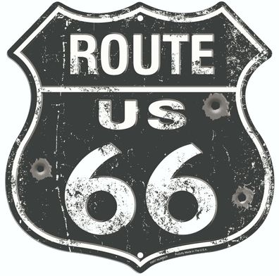 US Schild Wappen Route 66 Black 30 x 30 cm motivgeprägt neu + ovp