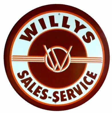 USA XXL US Schild: Willys Jeep Sales and Service 4x4 - Durchmesser ca. 60 cm