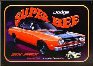 US Blechschild Dodge Coronet Super Bee Six Pack ca. 40 x 31 cm