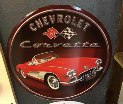 Chevrolet Corvette C1 Schild rund - 12 inch / ca. 30 cm Durchmesser