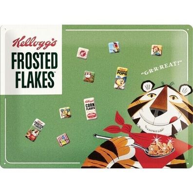 Blechschild: Magnettafel Kelloggs Frosted Facks Tony Tiger 30x40 m. 9 Magneten