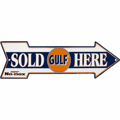 US Schild Pfeil GULF Sold here Metal Arrow 50 x 15 cm Racing Le Mans Oil Benzin