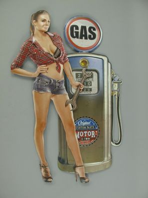 XXL Schild Shabby Custom Gas Pump Pin Up ca. 84 x 55 cm (Gr. 83x54)