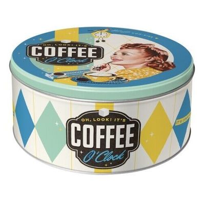 Coffee o Clock Vorratsdose rund Blechdose Retro Style Küche Camping 21x 9,5