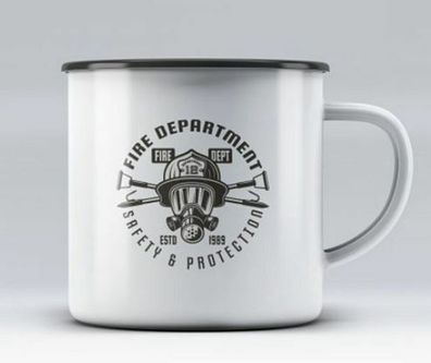 Emaille Becher - Fire Department ! cool Kaffee Tee Coffee Feuerwehr