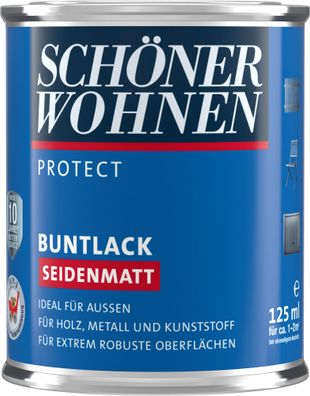 125ml Schöner Wohnen Protect Buntlack seidenmatt RAL 9010 Reinweiß