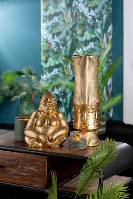 Gilde Deko Vase "Face" goldfarben H: 35 cm Ø 11.50 cm 60181