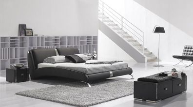 Modernes Bett Polsterbett Doppelbett Designer Betten Set 180x200cm Schwarz Weiß