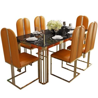 Klassischer Esszimmer Set 9 tlg. Esstisch 8x Stühle Vitrine Wohnzimmer Gruppe