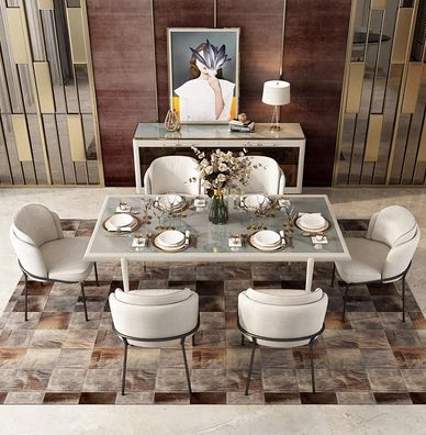 Komplett Set Esstisch 6x Stühle Esszimmer Set Ess Gruppe Holz Tisch Tische 7tlg