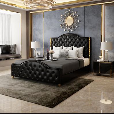 Bett 2x Nachttisch 3 tlg Schlafzimmer Set Möbel Modern Luxus Betten Chesterfield