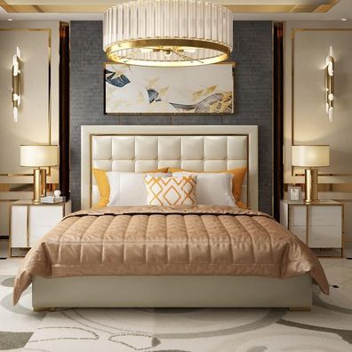 Bett 2x Nachttisch 3tlg. Schlafzimmer Set Betten neu Luxus Chesterfield 180x200