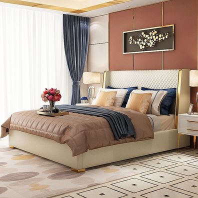Designer Polsterbett Bett Betten Stoff Holz Luxus Ehebett 180x200cm Doppelbett