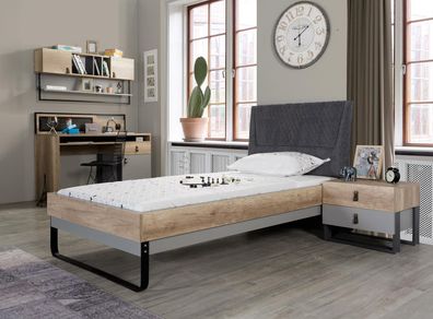 Designer Jugendzimmer Schlafzimmer Bett Nachttisch Schreibtisch 3tlg