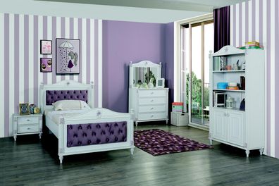 Design Jugendzimmer Set Bett Nachttische Kommode Komplett Neu 4tlg