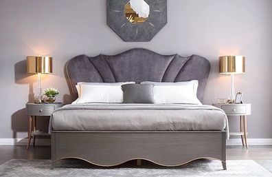 Chesterfield Hotel Doppel Stoff Bett Schlafzimmer Polster Luxus Betten 180x200cm