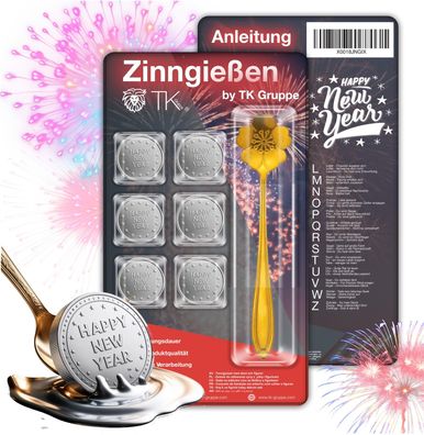 happy sparks® Zinngießen Zinn Giessen - Alternative zu Bleigießen - 6 Figuren Löffel