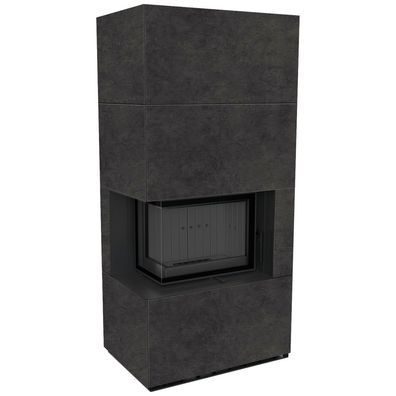 Kaminbausatz FLOKI BOX links 8 kW Ø 160 Quarzsinter FOKOS Grafite schwarz Verkleidung