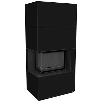 Kaminbausatz FLOKI BOX links 8 kW Ø 160 Quarzsinter NERO Assoluto schwarz Verkleidung