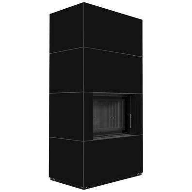 Kaminbausatz FLOKI BOX 8 kW Ø 160 Quarzsinter NERO Assoluto schwarz Verkleidung