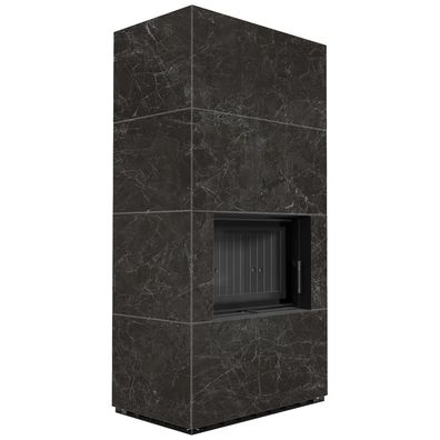 Kaminbausatz FLOKI BOX 8 kW Ø 160 Quarzsinter Naturali NERO GRECO schwarz Verkleidung