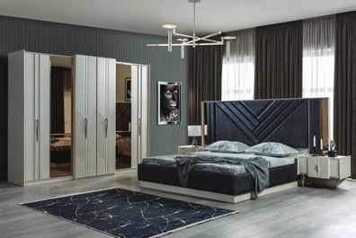 Schlafzimmer Betten Designer Kleiderschrank Holz Nachttische Garnitur