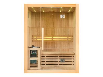 MTF Sauna Traditionell Modell VESI 150 x 120 x 190 – Finnische Sauna für Zuhause