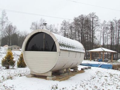 Sauna Saunafass 4,8 m Personen 6-8 Holz Thermoholz Saunakabine Fasssauna