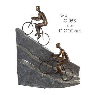 Casablanca Skulptur "Racing" Poly / Metall bronzefarben 2 Fahrradfahrer auf Berg