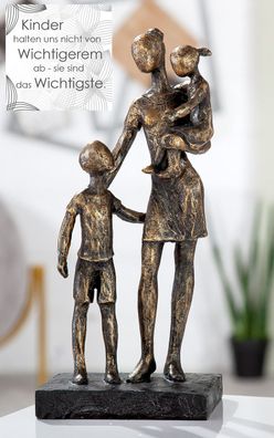 Gilde Skulptur "Mutter mit Kindern" Poly bronzefarben 37076