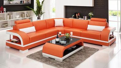 wohnzimmer Leder xxl couch sofa moderne designer eckpolster polster 2tl. + Tisch
