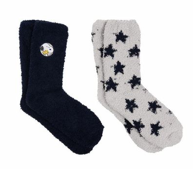 Snoopy Peanuts 2er Pack Kuschelsocken grau+blau Größe 35-38 100%Polyester