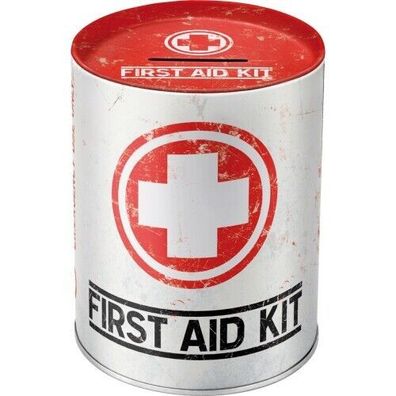 First Aid - Erste Hilfe rotes Kreuz Spardose 13x10 cm Metall