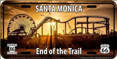 US Nummernschild Santa Monica end of the Trail Route 66 30x15 cm Rollercoaster