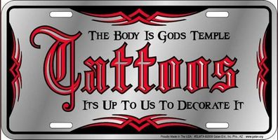 US Nummernschild Tattoos - 30x15 cm the body is Gods Temple