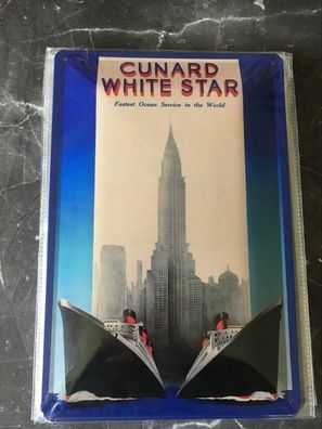 Blechschild 20x30 cm: Cunard White Star - NY New York Sea Cruise