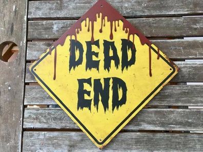 Cooles Horror Schild: DEAD END 24x24 cm shabby Blood Zombie untot