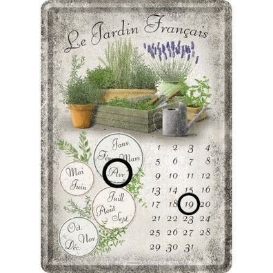 Le Jardin Francais Französische Kräuter Küche Blechpostkarte+Dauerkalender 10x14