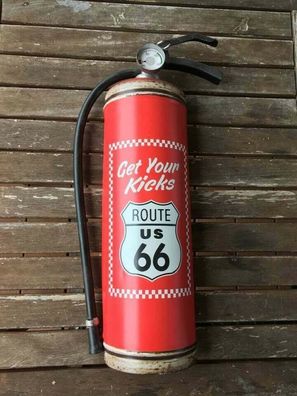 XXL Schild Shabby Style Deco Feuerlöscher Route 66 rot 47x22x8cm get your kicks