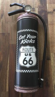 XXL Schild Deco Feuerlöscher Route 66 schwarz 46x23x6 cm get your kicks