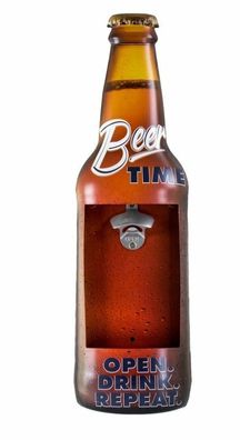 Beer Time 60x18cm Bier Flasche mit Öffner: laschenöffner Imbiss Pub Kneipe Bar