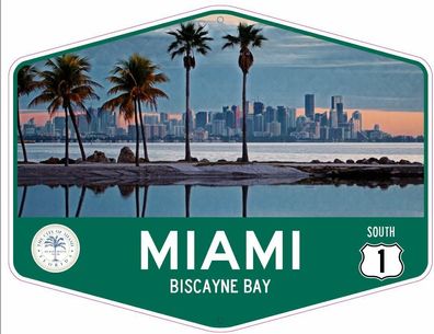 Metallschild Florida Miami Biscayne Bay 29x22 Miami Beach (Gr. 28,5x22 cm)