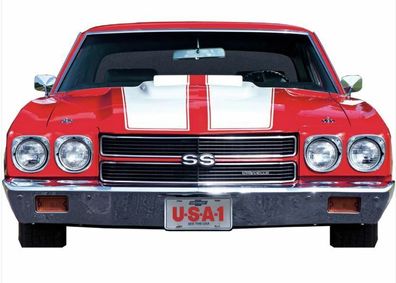 XXL US Stahl Schild ca. 76 x 45 cm Front Chevrolet Chevelle SS 1970 - Kontur