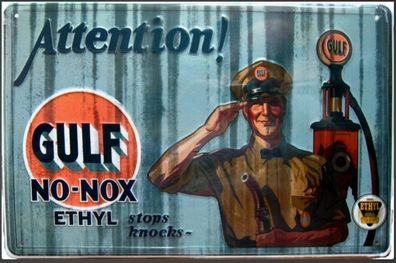 US Schild 30 x 45 cm Attention ! GULF No Nox Ethyl