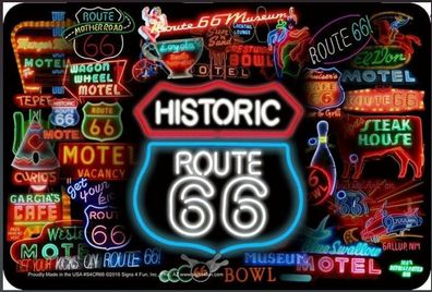 cooles US Schild Route 66 Neon Collage ca. 20 x 30 cm Highway Interstate muscle