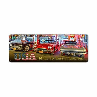 US XXL Schild Chevy Corvette Made to last a lifetime 109x38 cm Kramer Junction