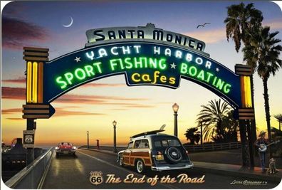 US Blechschild Santa Monica- the end of the Trail Route 66 ca. 20x30 cm